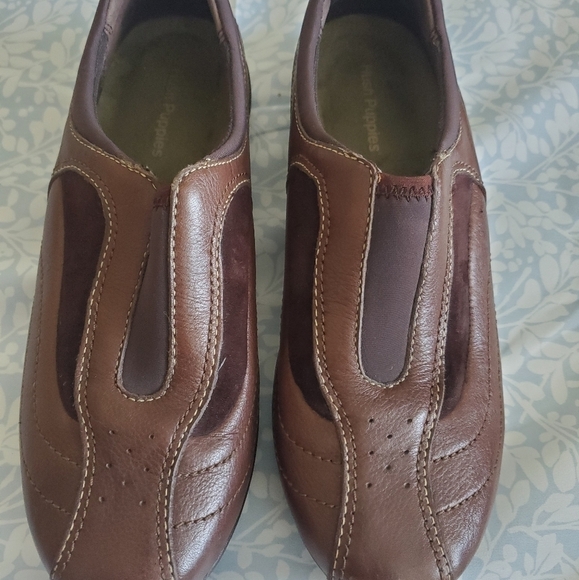 Hush Puppies Atmosphere Coffee Bean Leather Flats Shoes Size 6.5M. - Picture 1 of 14